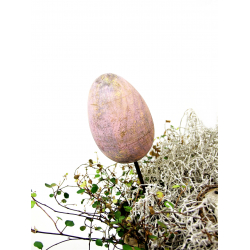 Jajo drewniane dekoracja na metalu 10cm Pastelowy Róż